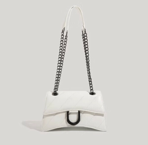New pu leather chain shoulder crossbody bag (white)