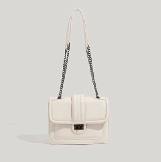 New pu leather chain shoulder crossbody bag (off-white)