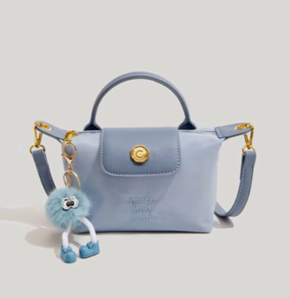 New nylon contrasting color hand-held crossbody bag (blue)