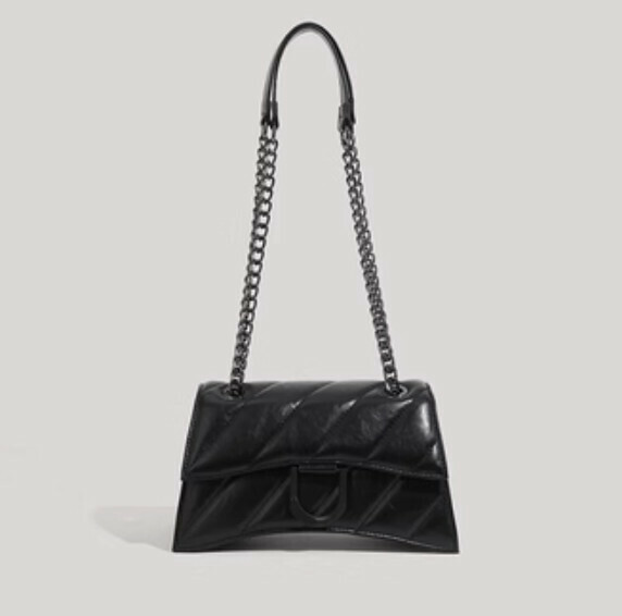 New pu leather chain shoulder crossbody bag (black)
