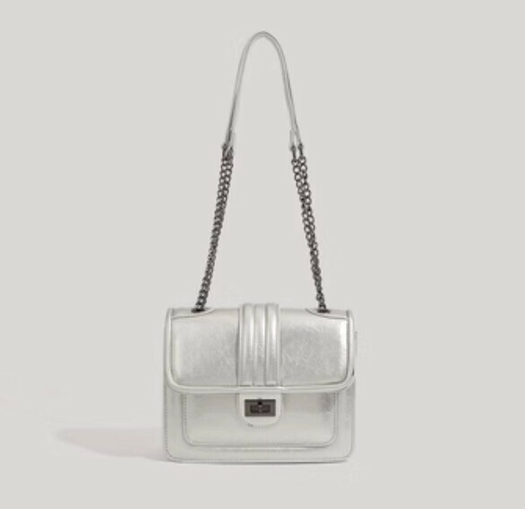 New pu leather chain shoulder crossbody bag (silver)