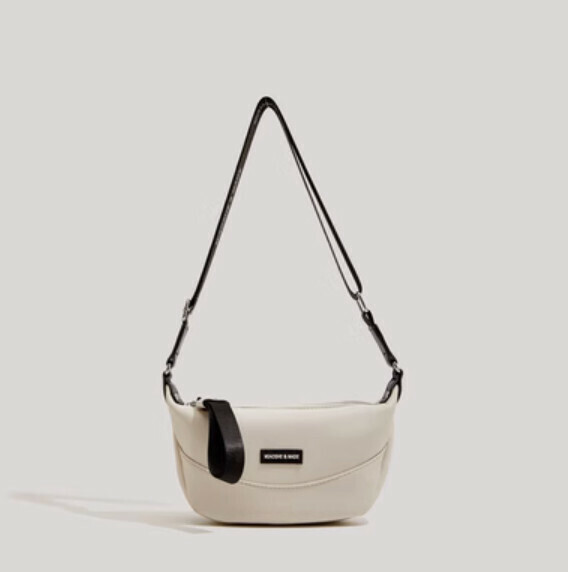 New pu leather shoulder crossbody dumpling bag (off-white)