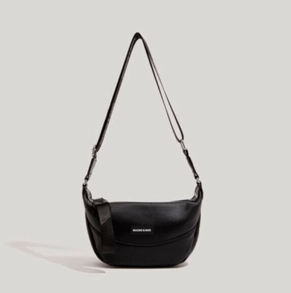 New pu leather shoulder crossbody dumpling bag (black)