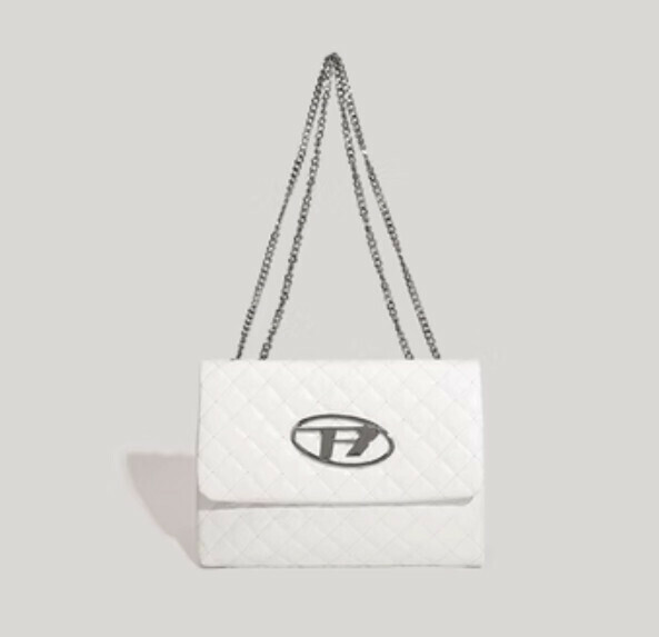 New pu leather single shoulder rhombus chain armpit bag (white)