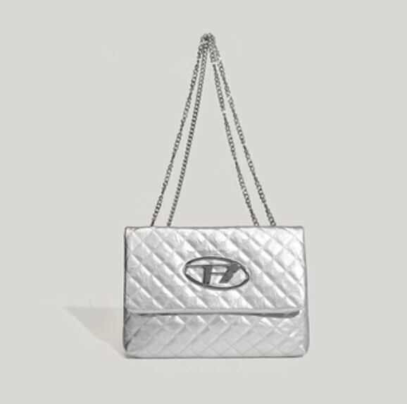 New pu leather single shoulder rhombus chain armpit bag (silver)