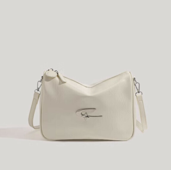 New pu leather large capacity messenger bag crossbody bag (off-white)