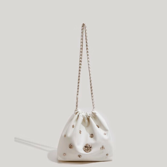 New pu leather large capacity chain shoulder crossbody bag (white)