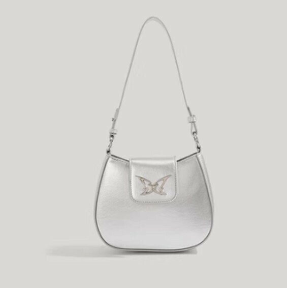 New high-end pu leather shoulder crossbody bag (silver)