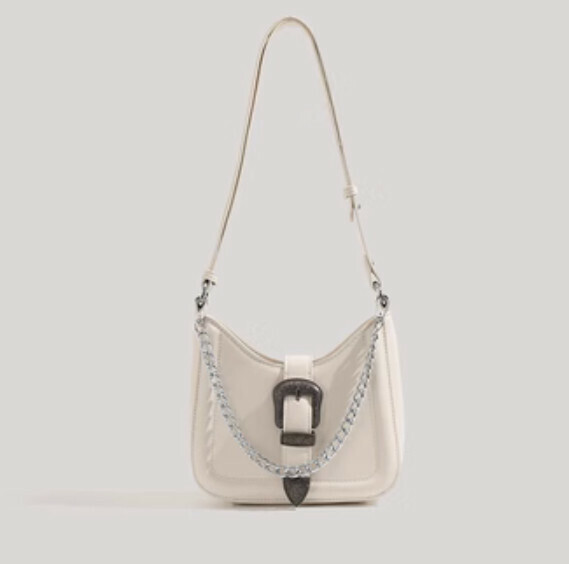 New pu leather versatile crossbody bag crescent bag (off-white)