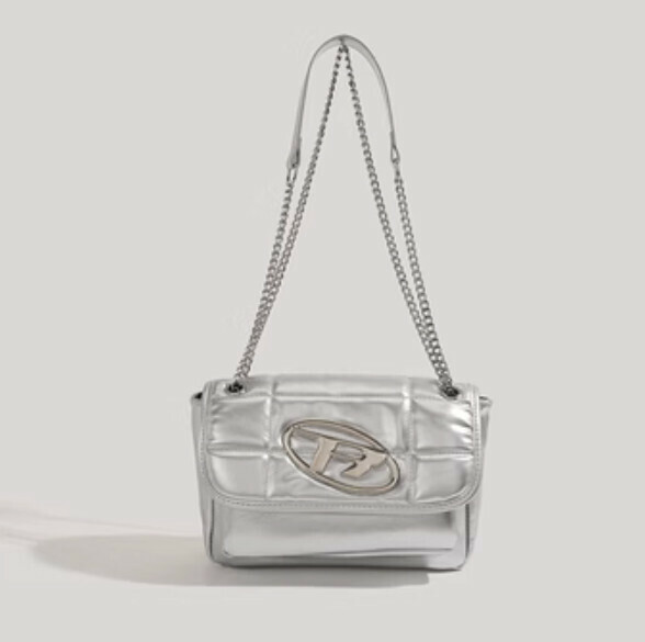 New pu leather small fragrant style chain crossbody small square bag (silver)