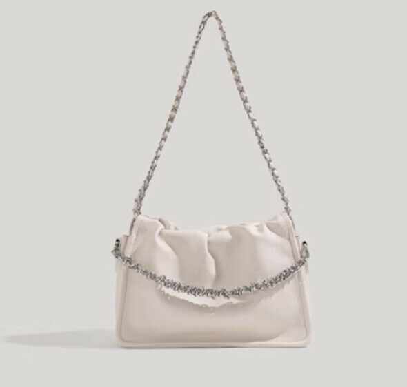 New pu leather large capacity chain shoulder bag (white)