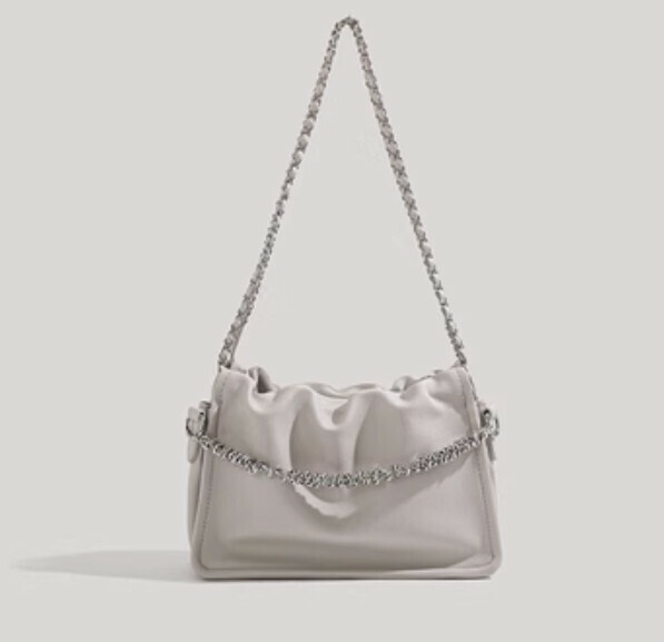New pu leather large capacity chain shoulder bag (grey)