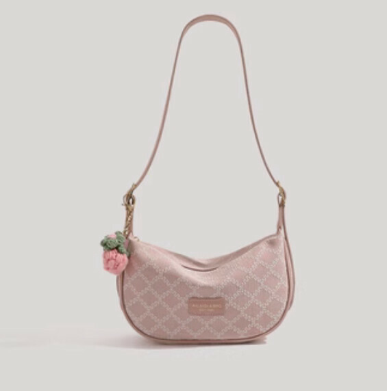 New pu leather large capacity shoulder crossbody bag (pink)