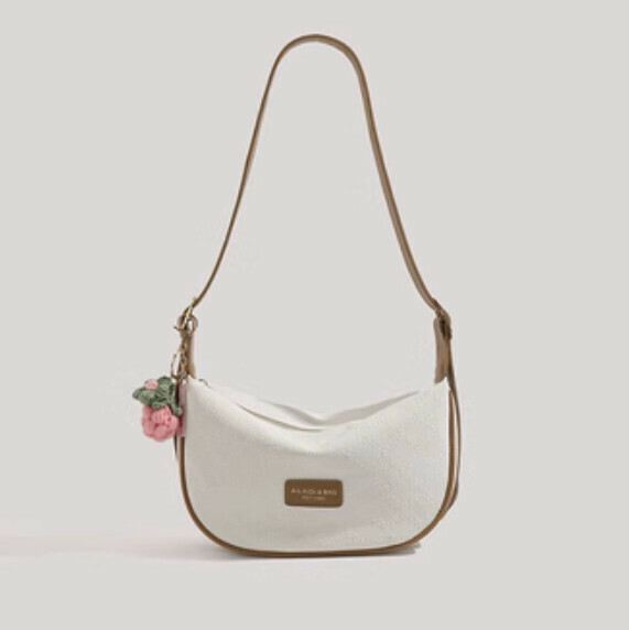 New pu leather large capacity shoulder crossbody bag (white)
