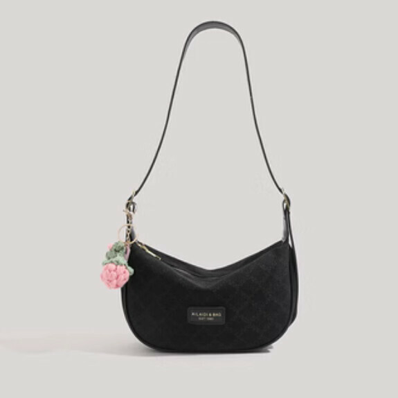 New pu leather large capacity shoulder crossbody bag (black)