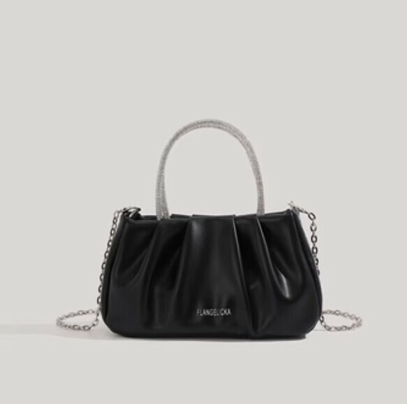 New French chain cloud hand-held crossbody bag (black)