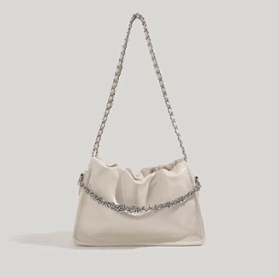 New pu leather chain casual shoulder crossbody bag (white)
