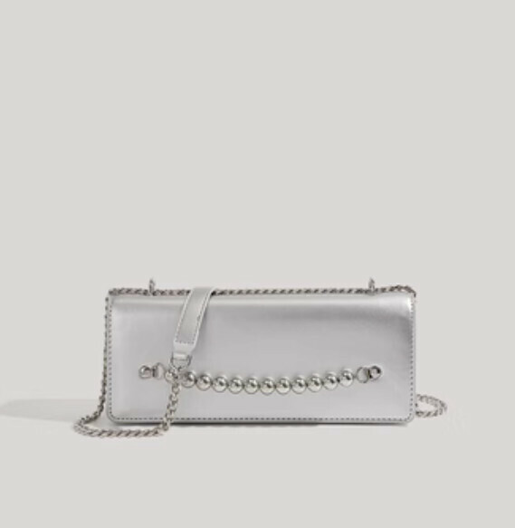 New chain pearl shoulder crossbody armpit bag (silver)