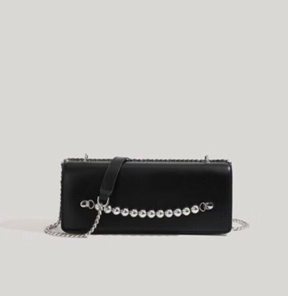 New chain pearl shoulder crossbody armpit bag (black)