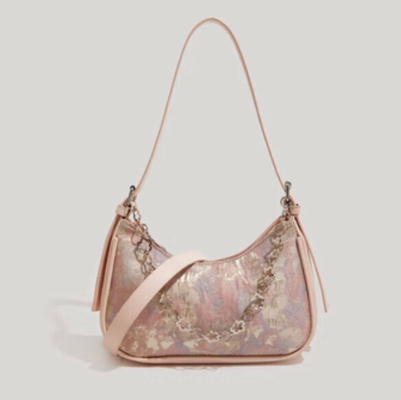 New pu leather high-end armpit bag shoulder crossbody bag (pink)