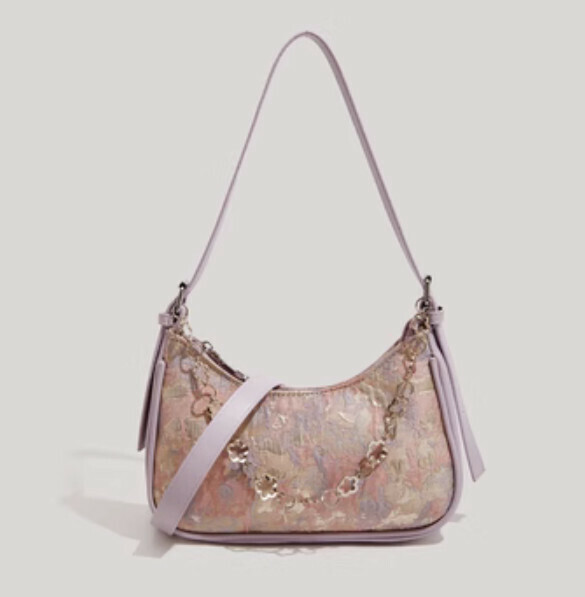 New pu leather high-end armpit bag shoulder crossbody bag (purple)