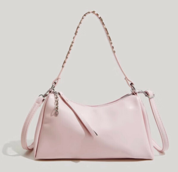 New pu leather casual shoulder bag large capacity tote bag (pink)