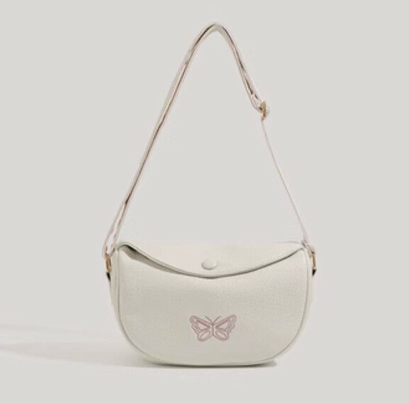 New pu leather high-end shoulder crossbody saddle bag (white)
