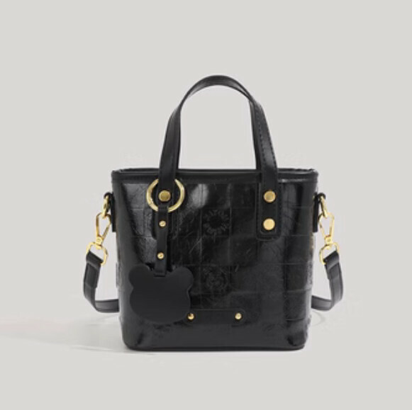 New pu leather versatile crossbody bucket bag (black)