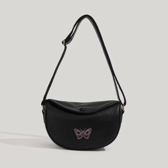 New pu leather high-end shoulder crossbody saddle bag (black)