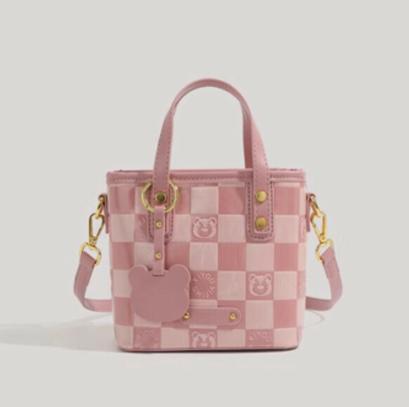 New pu leather versatile crossbody bucket bag (pink)