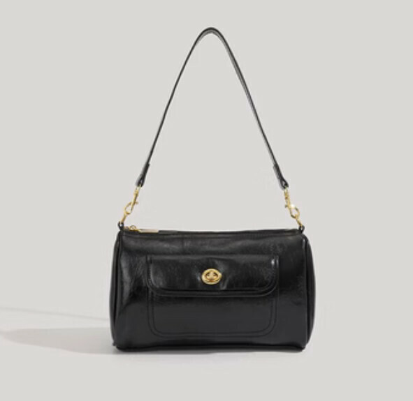 New pu leather high-end portable shoulder crossbody bag (black)