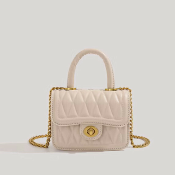 New pu leather rhombus chain crossbody bag (off-white)