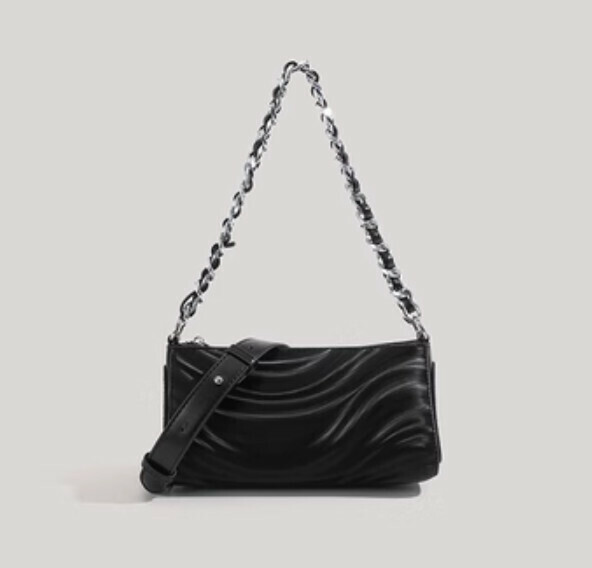 New pu leather fashion chain shoulder crossbody bag (black)