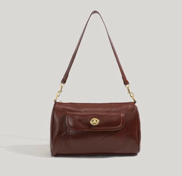 New pu leather high-end portable shoulder crossbody bag (reddish brown)