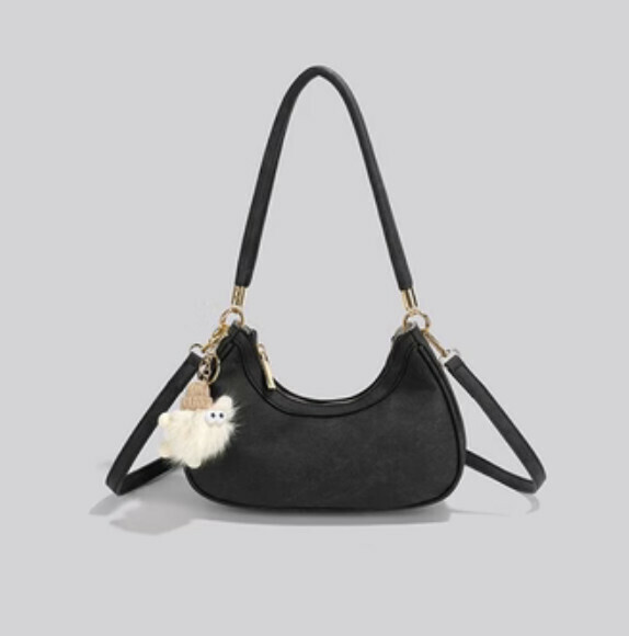 New pu leather commuter shoulder crossbody handbag (black)