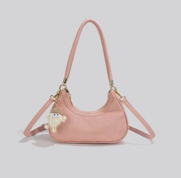 New pu leather commuter shoulder crossbody handbag (pink)