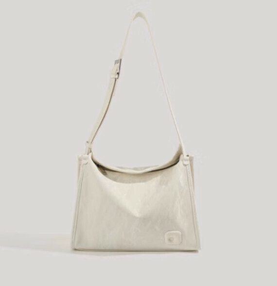 New pu leather large capacity shoulder crossbody bag (white)