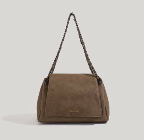 New pu leather chain shoulder crossbody bag small square bag (khaki color)
