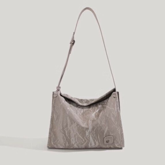 New pu leather large capacity shoulder crossbody bag (grey)