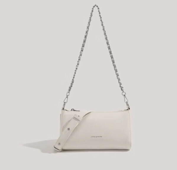 New pu leather commuter chain crossbody bag (off-white)
