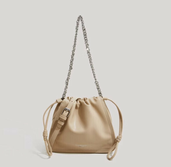 New pu leather pleated cloud shoulder crossbody bag (khaki)