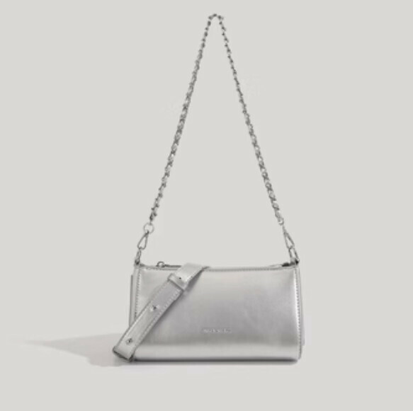 New pu leather commuter chain crossbody bag (silver)
