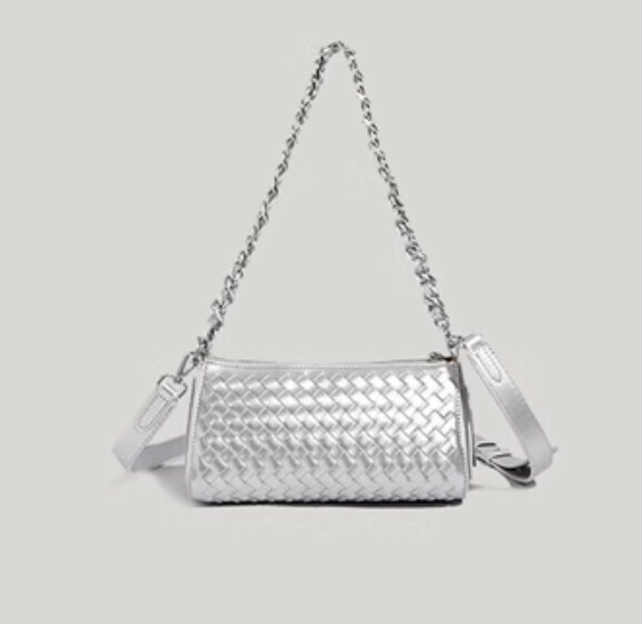 New braided commuter chain crossbody bag (silver)