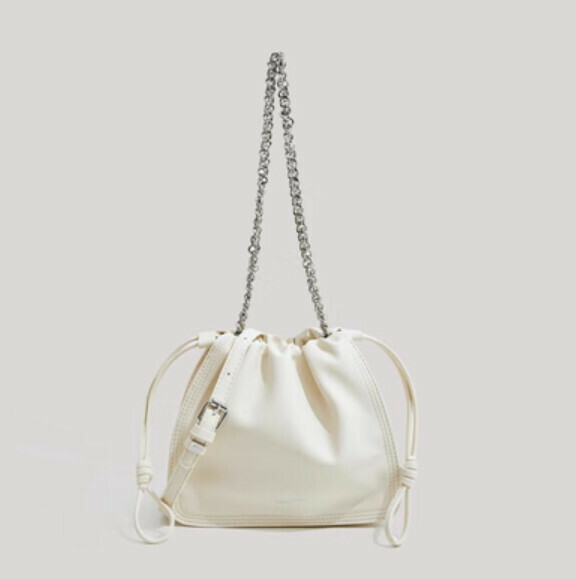New pu leather pleated cloud shoulder crossbody bag (white)