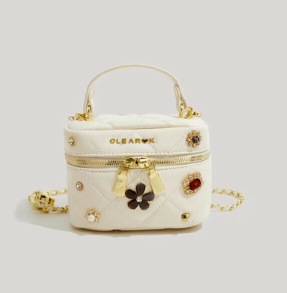 New pu leather small fragrant shoulder crossbody bag (white)