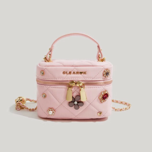 New pu leather small fragrant shoulder crossbody bag (pink)