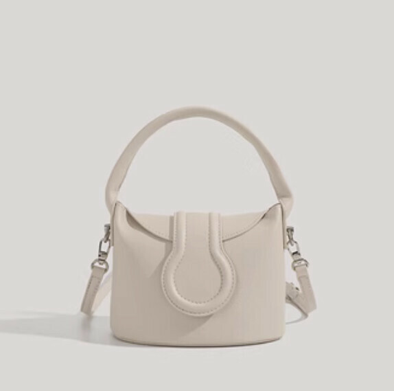 New style portable shoulder crossbody bucket bag (white)