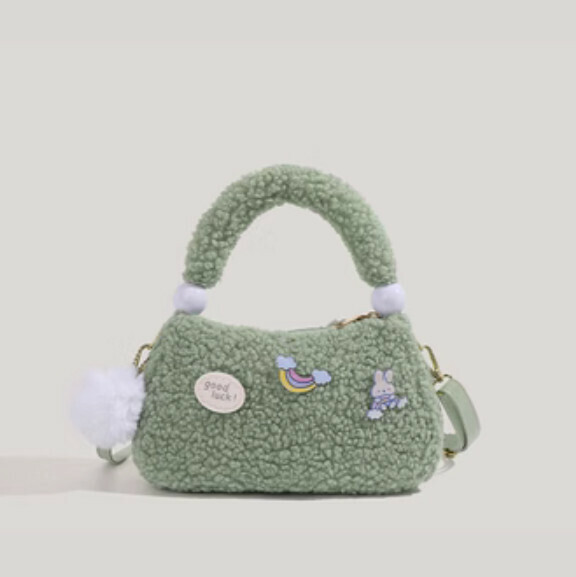 New lambswool portable shoulder crossbody bag (green)