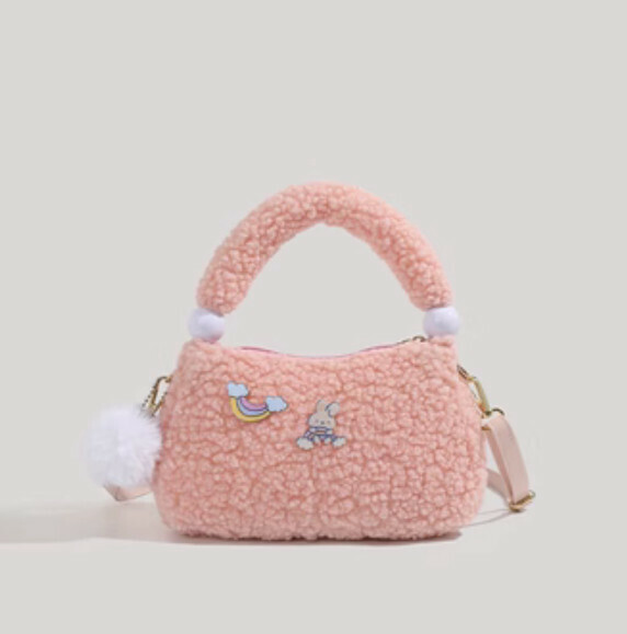 New lambswool portable shoulder crossbody bag (pink)