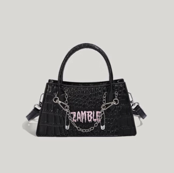 New pu leather commuter portable shoulder crossbody bag (crocodile pattern black)